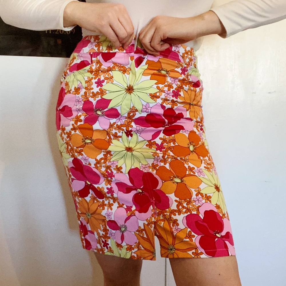 Funky 60’s 70’s Bright Floral Skirt